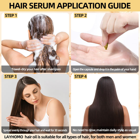 Keratin Hair Treatment Serum,Hair Treatment Oil for Dry Damaged Hair,Hair Oil Capsules with Keratin,Argan Oil-Leave-in Anti Frizz Conditioner with Vitamins A, C, E & B5- No Rinse for All Hair Types