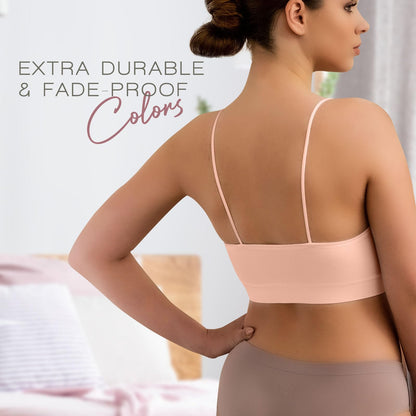 Alyce Intimates Pack of 5 Seamless Ribbed Sleep Bras for Women- Wireless, Padded Lounge Bra/Soft Sleeping Bralettes