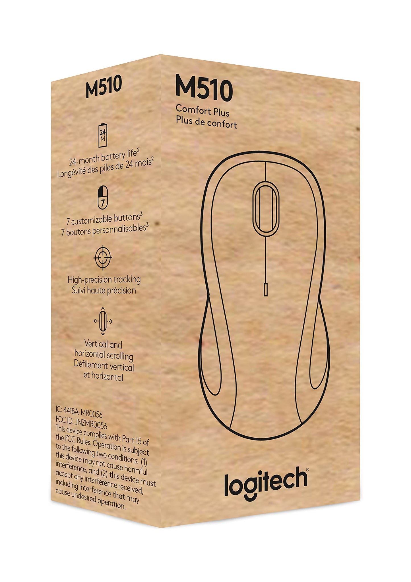 Logitech M510 Wireless Mouse, Mouse for Laptop and PC with USB Unifying Receiver, Programmable Buttons - Graphite