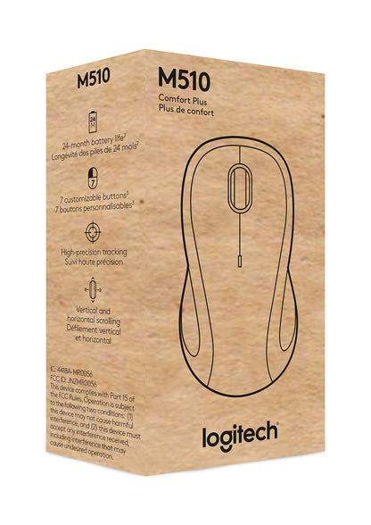 Logitech M510 Wireless Mouse, Mouse for Laptop and PC with USB Unifying Receiver, Programmable Buttons - Graphite