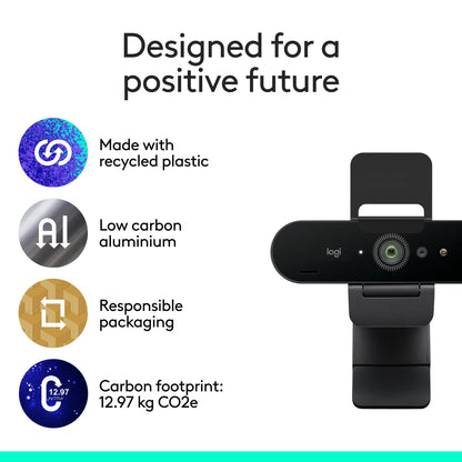 Logitech Brio 4K Webcam, Video Calling, Noise-Cancelling mic, HD Auto Light Correction, Wide Field of View, Works with Microsoft Teams, Zoom, Google Voice, Google Meet, PC/Mac/Laptop/MacBook/Tablet
