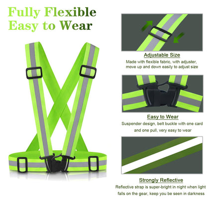 Reflective Vest Running Gear, 2Pack High Visible Safety VES for Cycling Jogging Running Walking, Adjustable for Men Women Kids (2, Green)