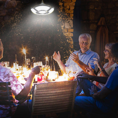 HULPPRE Solar Shed Light-Daytime or Night,4+1 Leaves 136Leds Brighter Solar Light Indoor&Outdoor with Remote,IP65 Barn/Chicken Coop/Workshop/Ceiling/Pendant Lamp for Patio,Garden,Yard,Gazebo