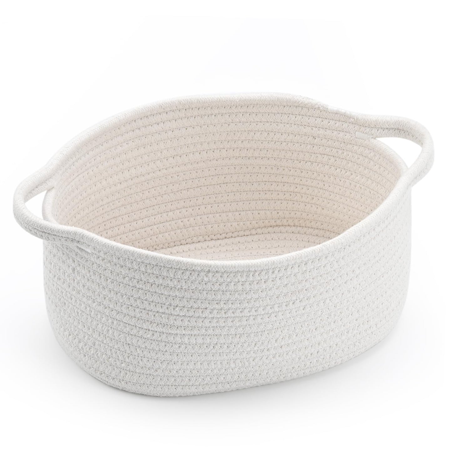 Happyiren Cute Woven Storage Basket with Handle, Baskets for Gifts Empty, Gift Baskets for Birthday Baby Shower Raffle Burr Fundraiser, Decorative Organizer Box for Baby Toy Pet, 13" D x 8" W x 6" H