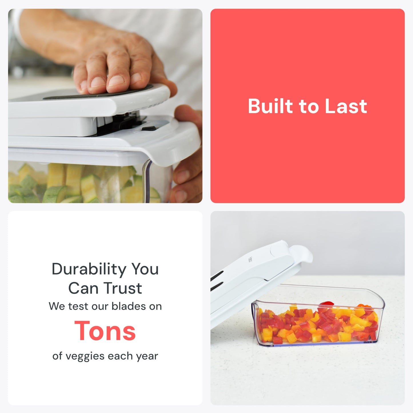 Fullstar The Original Pro Chopper - Vegetable Chopper and Spiralizer, Food Chopper with Container, Fruit Slicer, Kitchen Gadgets & Accessories, Home Essentials (4 in 1, White)