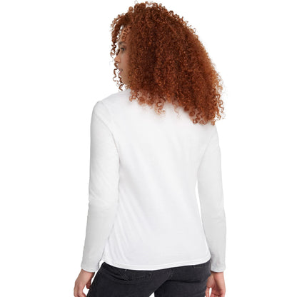 Hanes Long Sleeve Cotton T-Shirt, Lightweight Crewneck Tee for Women, Modern Fit, White, Large