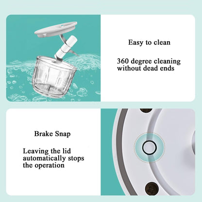 350ML Electric Garlic Chopper, Portable Veggie Chopper,Garlic Grinder Masher Onion Chopper, Blender to Vegetable, Cordless Food Processor for Ginger, Chili, Fruit, Meat, Spices, Beans, etc