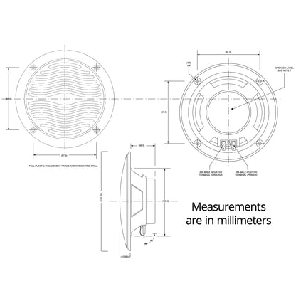 5-inch Water Resistant Outdoor Speakers, Dual Cone, 25W Peak Power, Marine and RV Compatible (White)