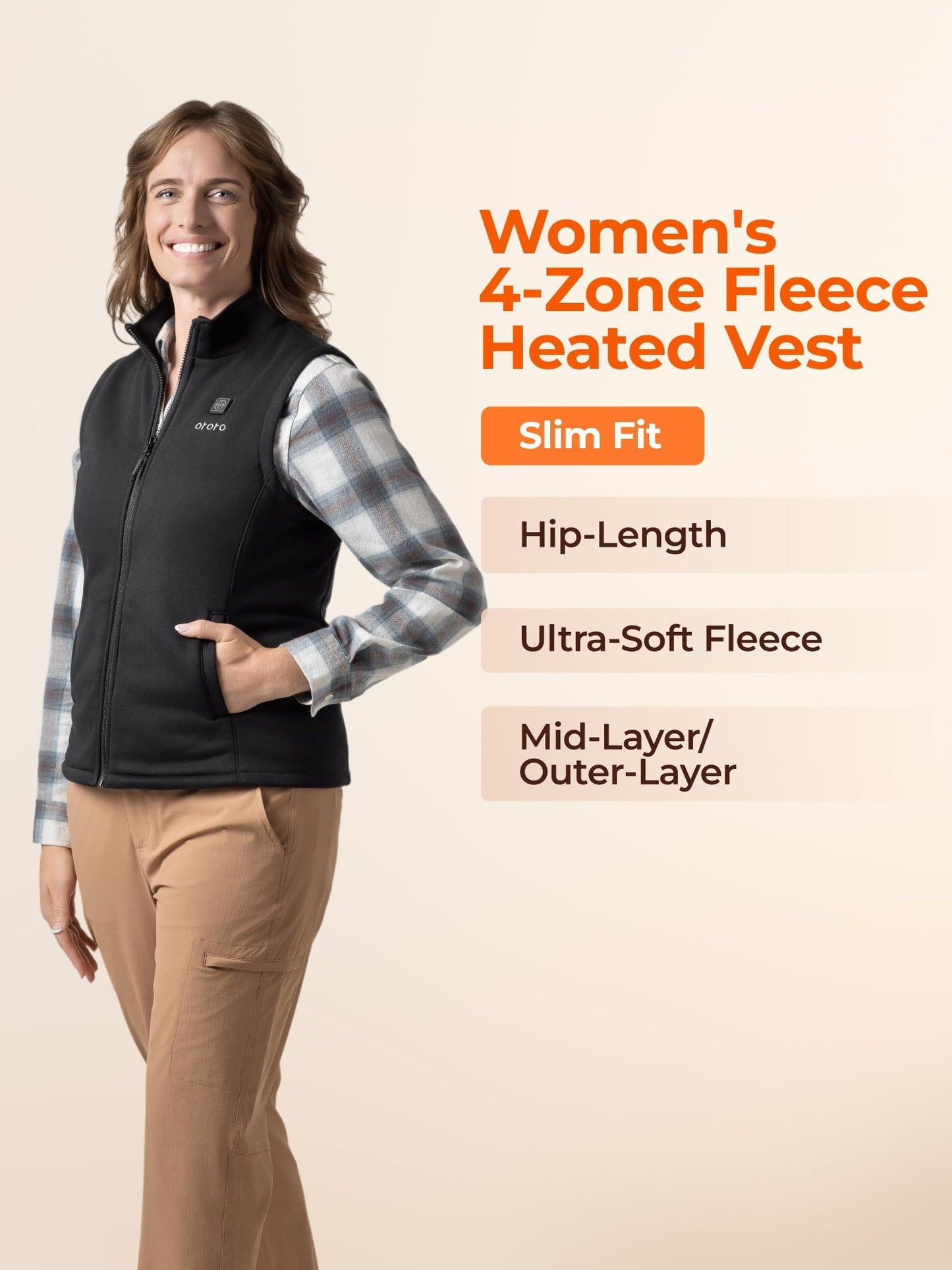 ORORO [Upgraded] Women's Heated Fleece Vest with Heated Collar and Battery, Lightweight Heating Vest Fleece (Black,M)
