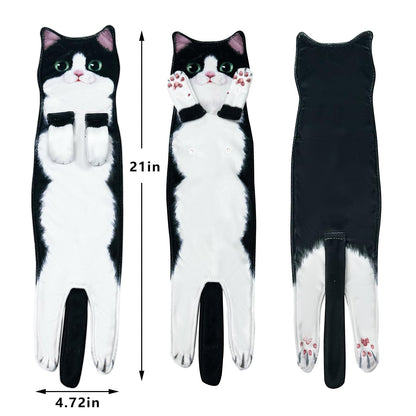 PAT JUUMG Funny Cat Hand Towels for Bathroom Kitchen Decor Towel,Cute Decorative Hanging Face Towels,Super Absorbent Soft, Housewarming Gift,Cat Lovers Gifts for Women (Tuxedo Cat)