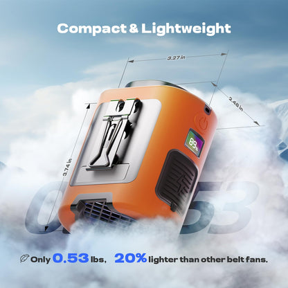 Portable Waist Fan,4 Speeds 13000RPM Strong Airflow, Belt Fan with up to 22H of Working Time, Hands-Free Neck Fan,Rechargeable Wearable Personal Fan for Outdoor, Hiking,Jobsite, Farms