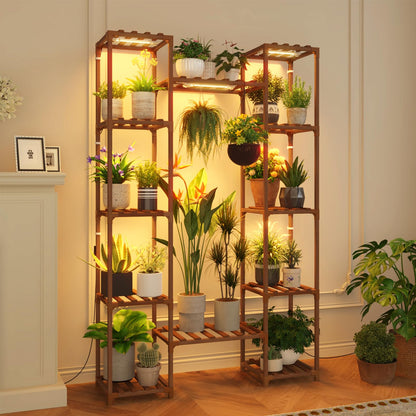 GENTINGBRO Plant Stand Indoor with Grow Lights for Indoor Plants 62.2'' Tall Plant Shelf 12 Tiers Sturdy Plant Rack for Plants Dispaly for Living Room Garden Patio Decor