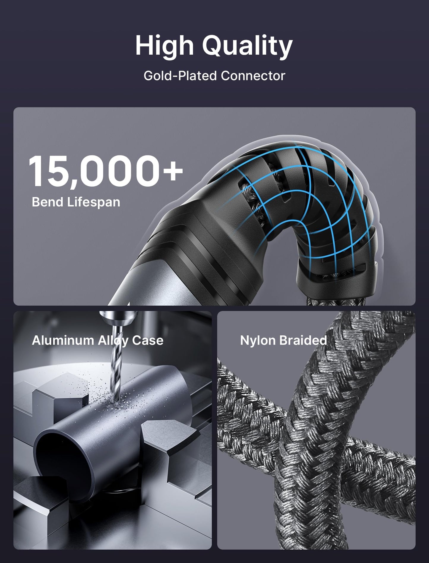 JSAUX Guitar Cable 10 ft, Amp Cord for Electric Guitar/Mandolin/Bass, Pro Audio Instrument Cable with 1/4" Tips(TS Port) Right Angle to Straight-Gray