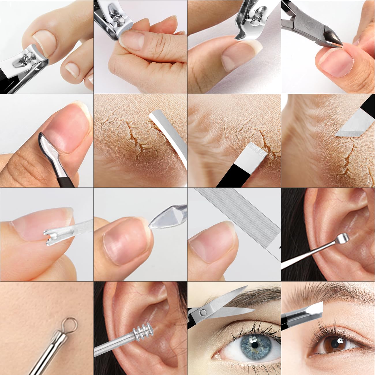 Manicure Set Professional Nail Clippers Pedicure Kit, 16 pcs Stainless Steel Nail Care Tools Grooming Kit with Luxurious Travel Leather Case for Thick Nails Men Women Gift (Black)