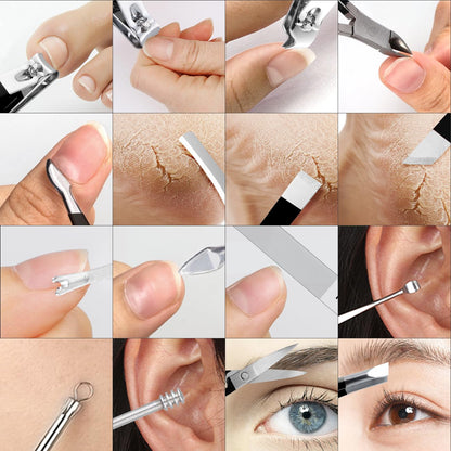 Manicure Set Professional Nail Clippers Pedicure Kit, 16 pcs Stainless Steel Nail Care Tools Grooming Kit with Luxurious Travel Leather Case for Thick Nails Men Women Gift (Black)