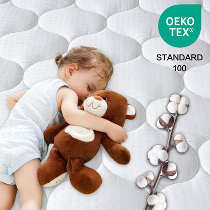 LEISURE TOWN King Mattress Pad Fitted Quilted Cotton Mattress Cover Cooling Soft Pillow Top Mattress Topper with Down Alternative Filling Mattress Protector with 8-21 Deep Pocket (78x80 White)