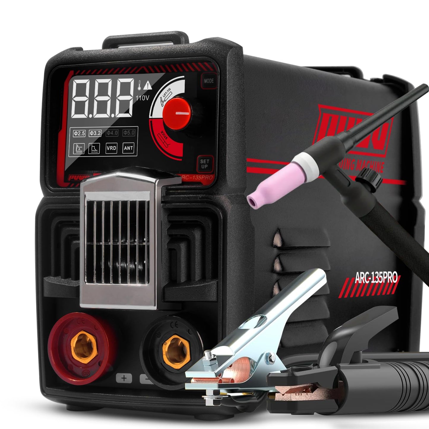 110V 135A Stick Welder Lift Tig Welder Digital Welding Machine with Overheat Protection,Electrode, Digital Screen, Quick Connector with Hot Start - MINI MMA Arc Welder with Lift TIG Torch