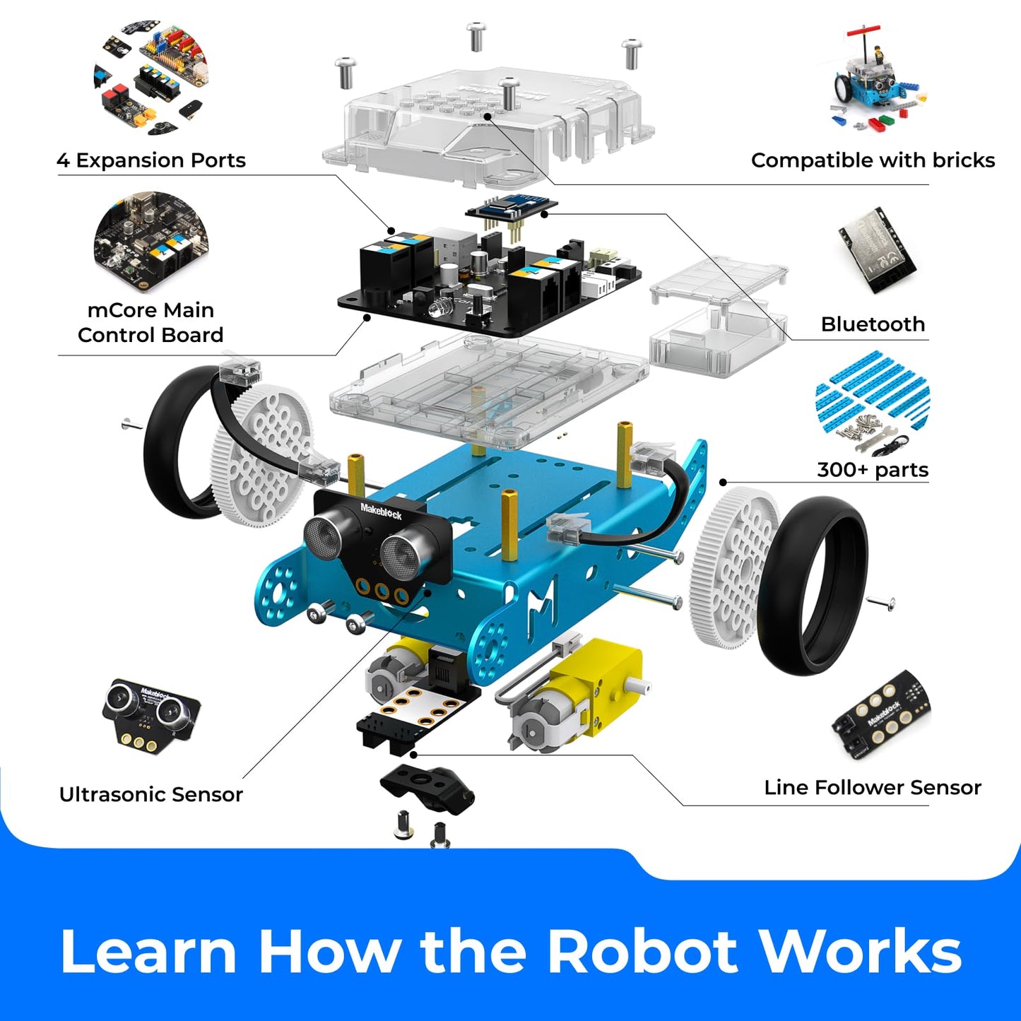 Makeblock mBot Robot Kit, Robotics for Kids Ages 8-12 Learn to Code with Scratch & Arduino, STEM Toys Science Kits for Kids Age 8-12 Boys and Girls Age 8+