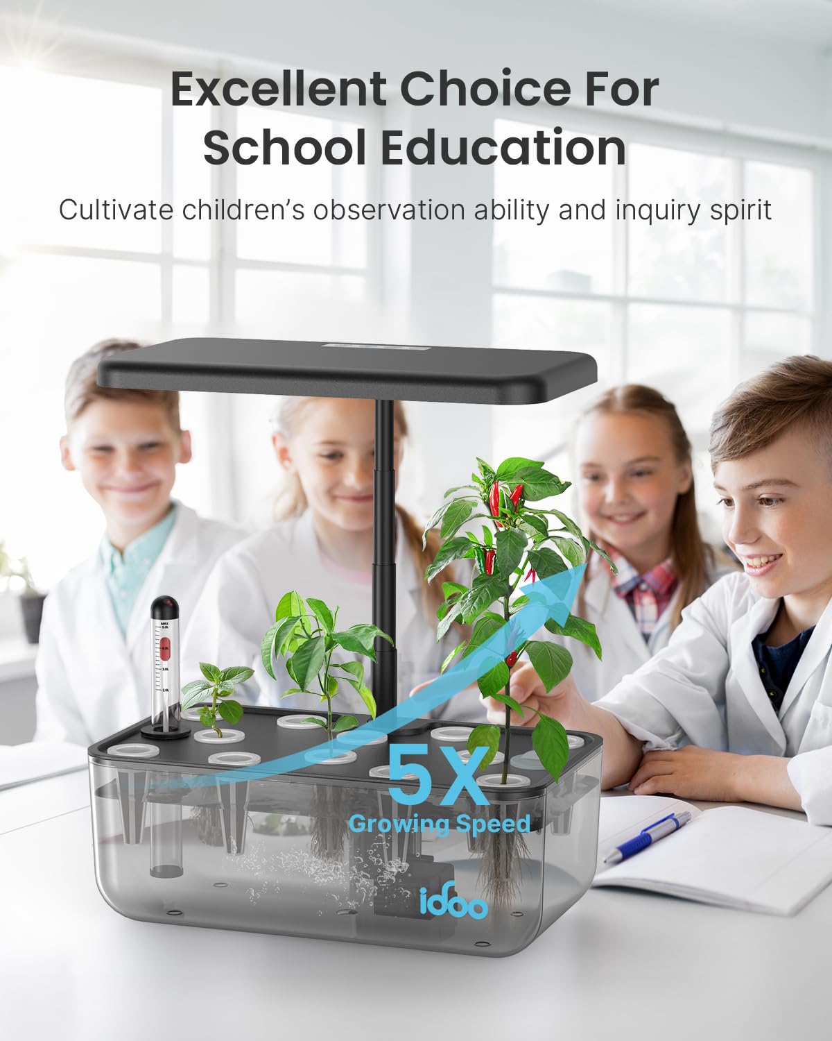 iDOO Hydroponics Growing System Kit 12 Pods, Gardening Gifts for Women Mom Dad Kids, Indoor Herb Garden with LED Grow Light for Home School, Indoor Plants Good for Mental Health