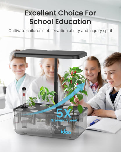 iDOO Hydroponics Growing System Kit 12 Pods, Gardening Gifts for Women Mom Dad Kids, Indoor Herb Garden with LED Grow Light for Home School, Indoor Plants Good for Mental Health