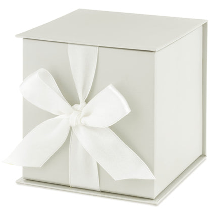 Hallmark Small Gift Box with Bow and Shredded Paper Fill (Grey White 4 inch Gift Box) for Weddings, Bridal Showers, Graduations, Birthdays, Bridesmaids Gifts, All Occasion