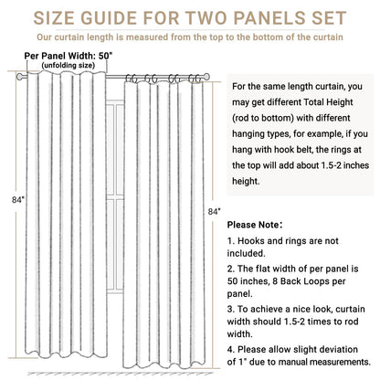 100% Blackout Shield Linen Blackout Curtains for Bedroom 84 Inches Long, Back Tab/Rod Pocket Living Room Drapes, Thermal Insulated Blackout Curtains 2 Panels Set, 50" W x 84" L, Cream