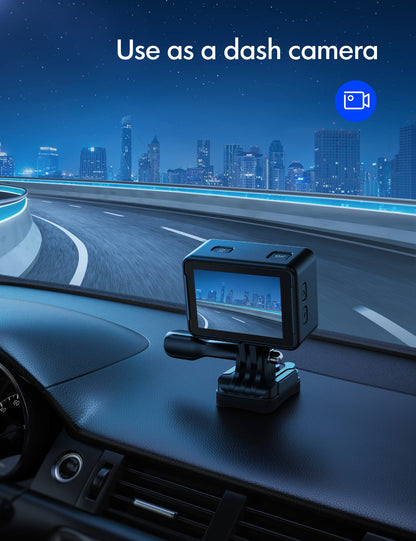 WOLFANG GA200 24MP 4K Action Camera 40M Waterproof Underwater Camera for Snorkeling, EIS WiFi Adjustable Wide Angle Dual Screen Camera for Vlog, Webcam(Charger, Remote Control and Helmet Accessories)