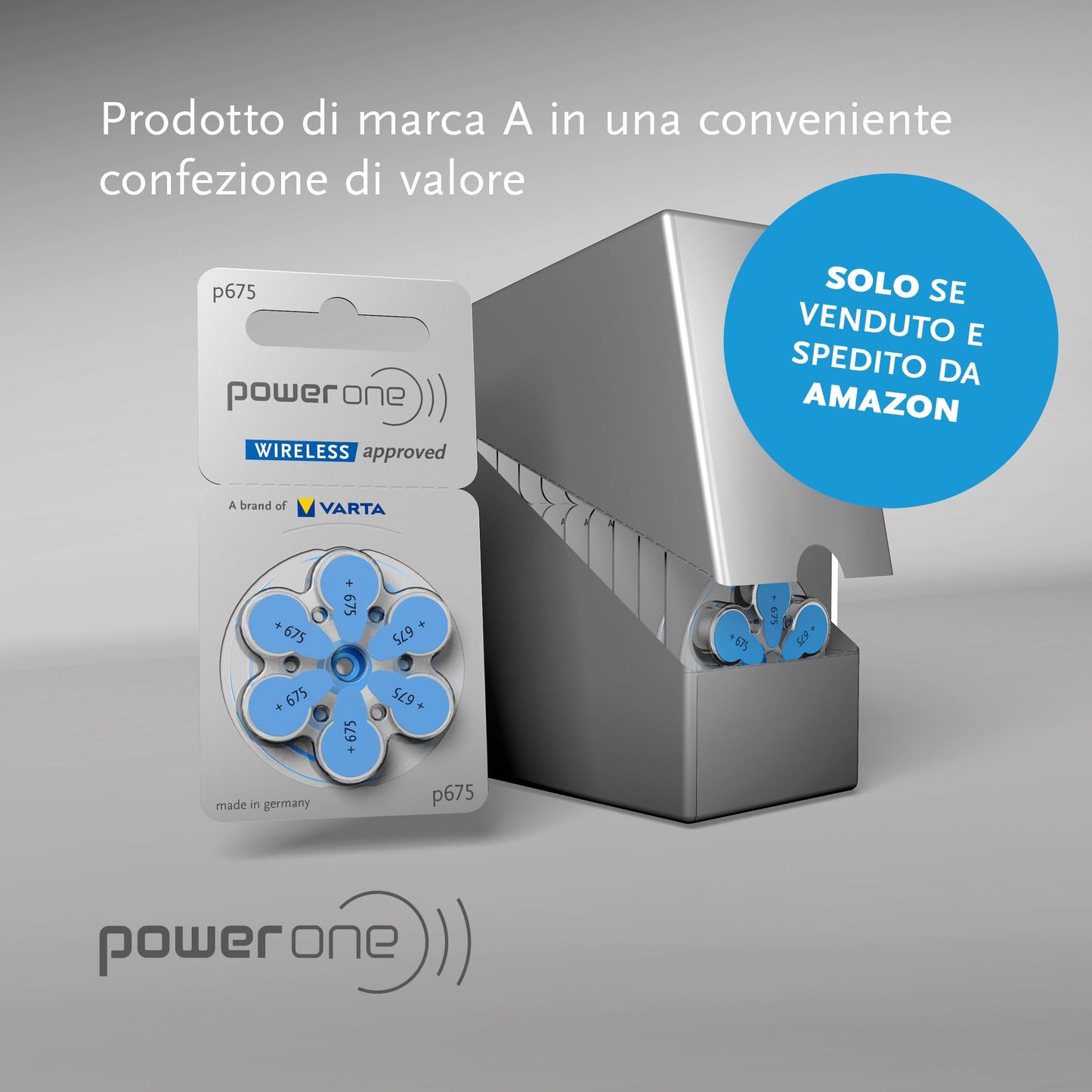 Powerone size 675 Hearing Aid Battery No Mercury made in Germany Genuine Pack 60