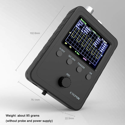 ETEPON Digital Oscilloscope Kit with BNC-Clip Cable Probe with Power Supply, (Assembled Finished Machine) EM001
