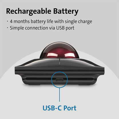 Kensington SlimBlade™ Pro Wireless Trackball, Rechargeable Battery, Bluetooth 2.4GHz Connection Options (K72080WW)