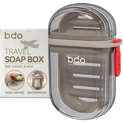 PEISAINOX Travel Soap Case, Leakproof Soap Container with Lid, Portable Bar Soap Holder for Traveling, Soap Dish for Bathroom, Shower, Gym, School, Camping, Vacation, Outdoor-Transparent-Black