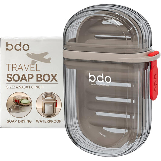 PEISAINOX Travel Soap Case, Leakproof Soap Container with Lid, Portable Bar Soap Holder for Traveling, Soap Dish for Bathroom, Shower, Gym, School, Camping, Vacation, Outdoor-Transparent-Black