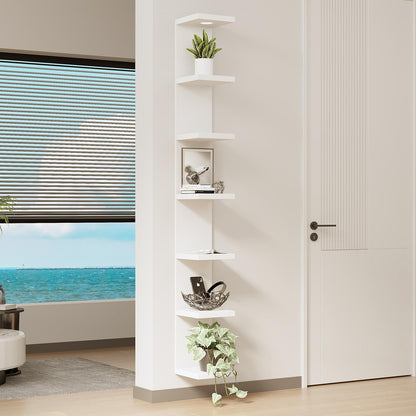 LitaEther Versatile 7 Tier Wall Shelf Unit,White Lack Wall Shelf,Display Floating Shelf with LED Remote Control Light