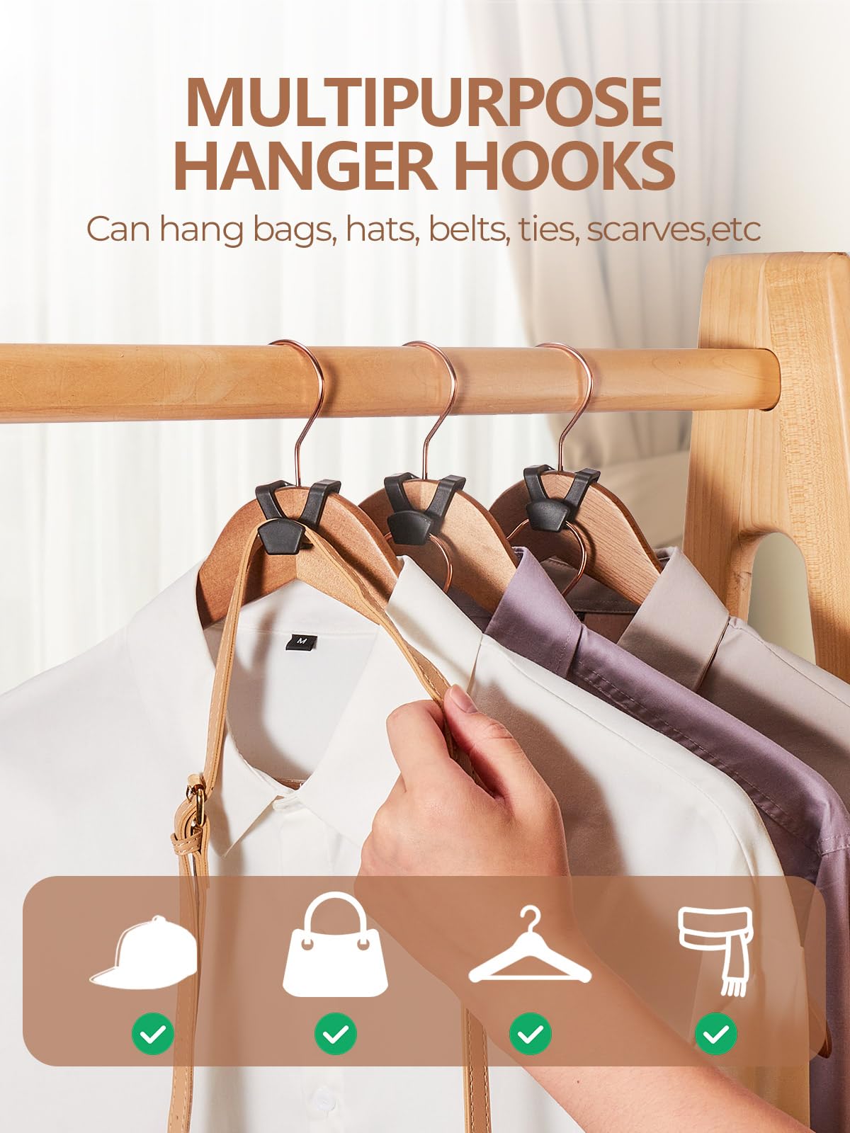 HOUSE DAY Space Saving Hanger Hooks 60 Pack, Black Clothes Hanger Connector Hooks, Heavy Duty Hanger Hooks Space Saver, Premium College Dorm Room Essentials, Good Closet Organizers and Storage
