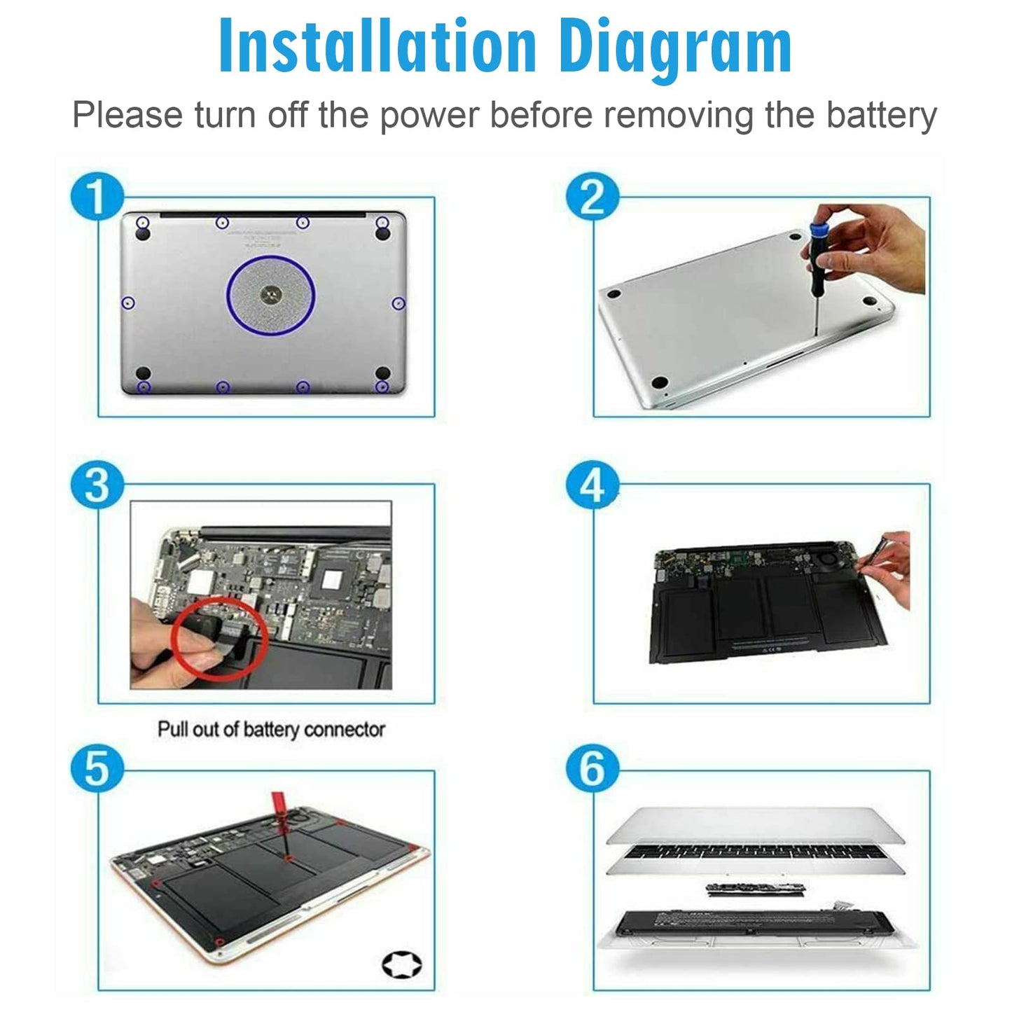 A1405 A1466 Laptop Battery for MacBook Air 13 inch A1466 (Mid 2012,Mid 2013,Early 2014, Early 2015,2017) A1369(Late 2010,Mid 2011 Version) fits A1496 A1377 (EMC :2925, 2469, 2559, 2392) [Upgraded 3.0]