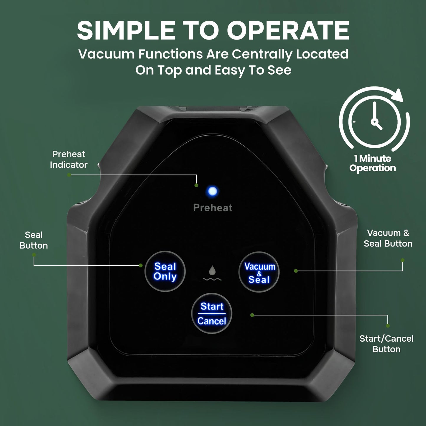 InstaSeal Vacuum Sealer for Food with 12 Bags, Preserves Foods 5x Longer, Space Saving Compact Upright Design Allows Machine to Seal Marinades, Soups, Meats for Sous Vide Cooking, Vegetables