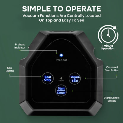 InstaSeal Vacuum Sealer for Food with 12 Bags, Preserves Foods 5x Longer, Space Saving Compact Upright Design Allows Machine to Seal Marinades, Soups, Meats for Sous Vide Cooking, Vegetables