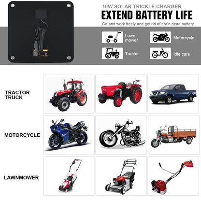 ECO-WORTHY 10W Solar Car Battery Charger Maintainer 12V Waterproof Portable Solar Trickle Charger for Car Truck Boat Lawn Mower RV Trailer Tractor ATV Utility Vehicle Battery