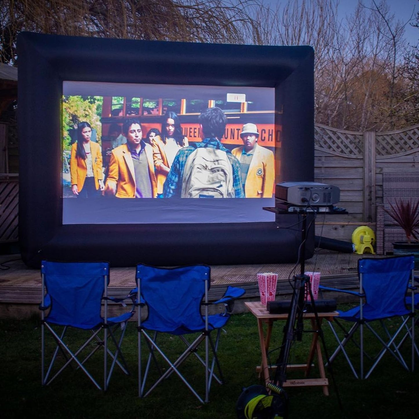 Inflatable Projector Screen - Outdoor Movie Screen Blow Up for Movie Parties Backyard Outside with Air Blower and Carry Bag, Front and Rear Projection (14FT with Blower)
