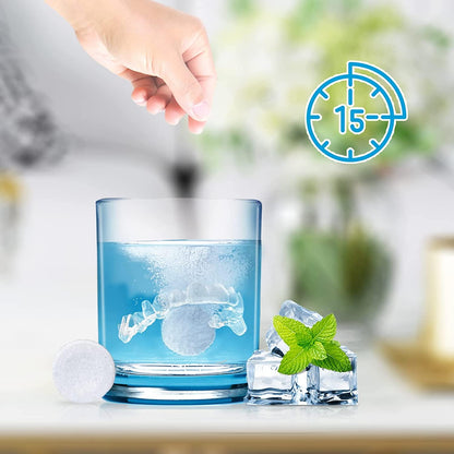 Retainer & Denture Cleaner Tablets - 4 Months Supply (120 pcs) Dental Retainers for Aligner - Mouth & Night Guards - False Teeth Whitening - Removes Odor & Plaque (120 Pcs)