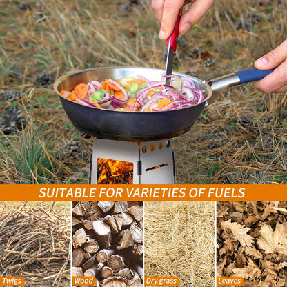 Lixada Camping Wood Stove Folding Lightweight Stainless Steel Wood Burning Stove Portable Backpacking Alcohol Stove for Outdoor Camping Hiking Picnic BBQ Picnic Hunting