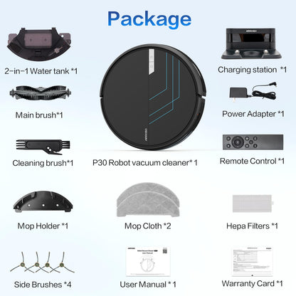 AIRROBO Robot Vacuum and Mop, 3000Pa Powerful Suction Robot Vacuum Cleaner with Self-Charging, Wi-Fi/App/Voice Control, Advanced Obstacle Avoidance, Slim Design, Ideal for Pet Hair, Hard Floor,Carpet