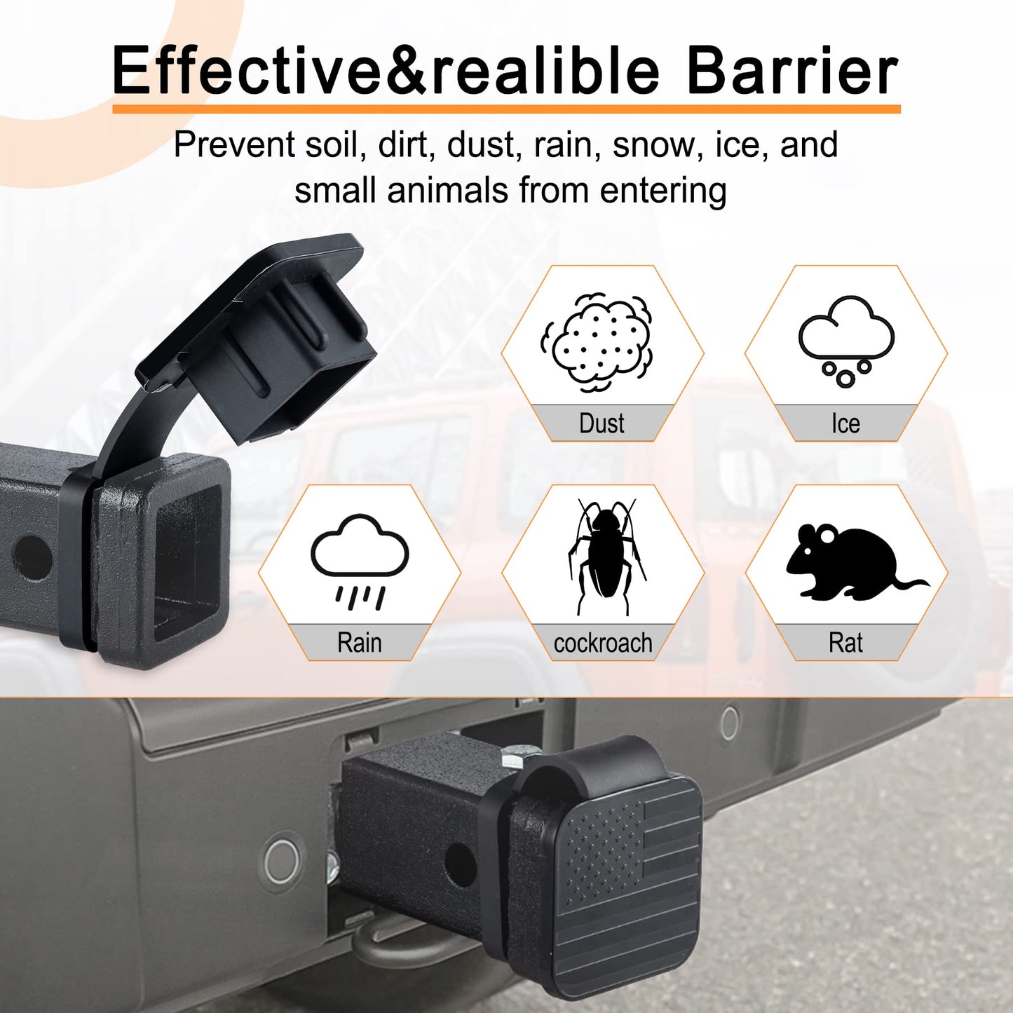 SINGARO 2 Inch Universal Flag Tow Hitch Covers, Trailer Hitch Cover Tube Plug Insert, Car Exterior Accessories, Receiver Tube Hitch Plug（2PCS American Flag）