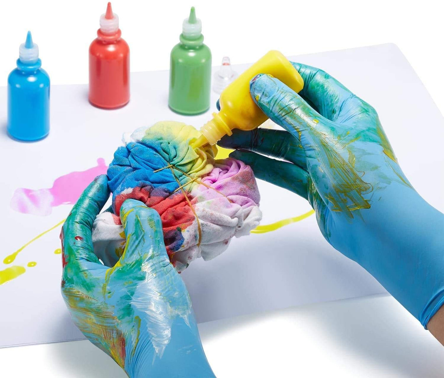 Nitrile Kids Gloves Disposable for 4-10 Years - Latex and Powder Free - for Kids Festival Preparation, Crafting, Painting, Gardening- Blue