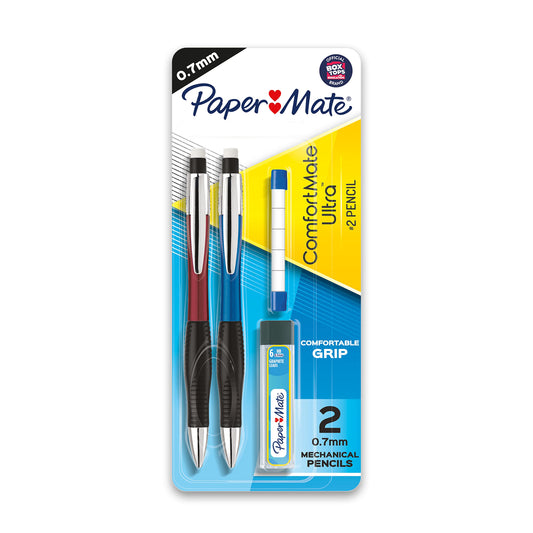 Paper Mate Comfort Mate Ultra Mechanical Pencil Set, 0.7mm, HB #2, Assorted Colors, 2 Count