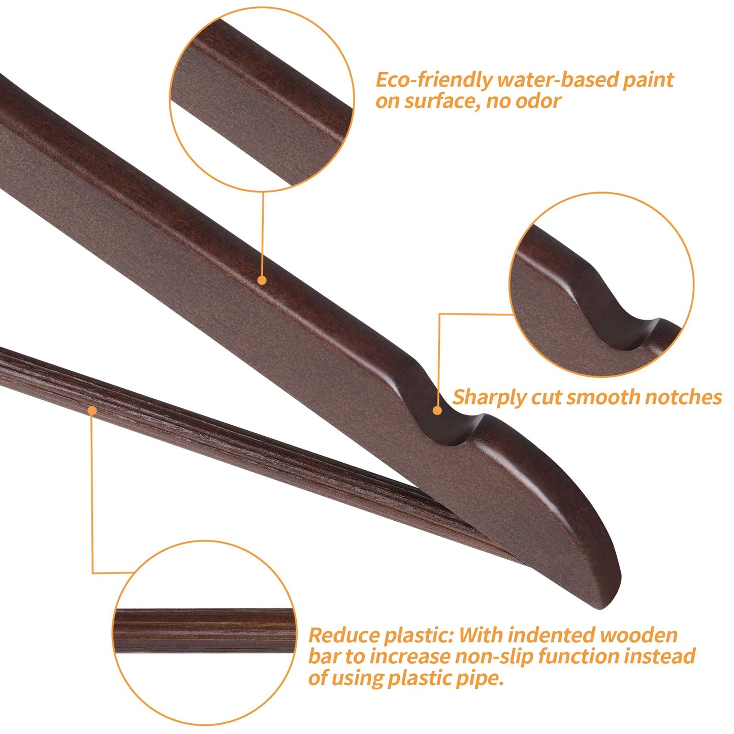 Amazon Basics Durable Wooden Suit Clothes Hangers - Cherry, 20-Pack