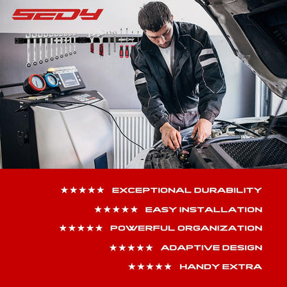 Magnetic Tool Holder Storage Organizer: 7-Piece Garage Wall Mount Rack Organization Strip Power Magnet Organizers Mounted Workbench Board Slatwall Van Hanger