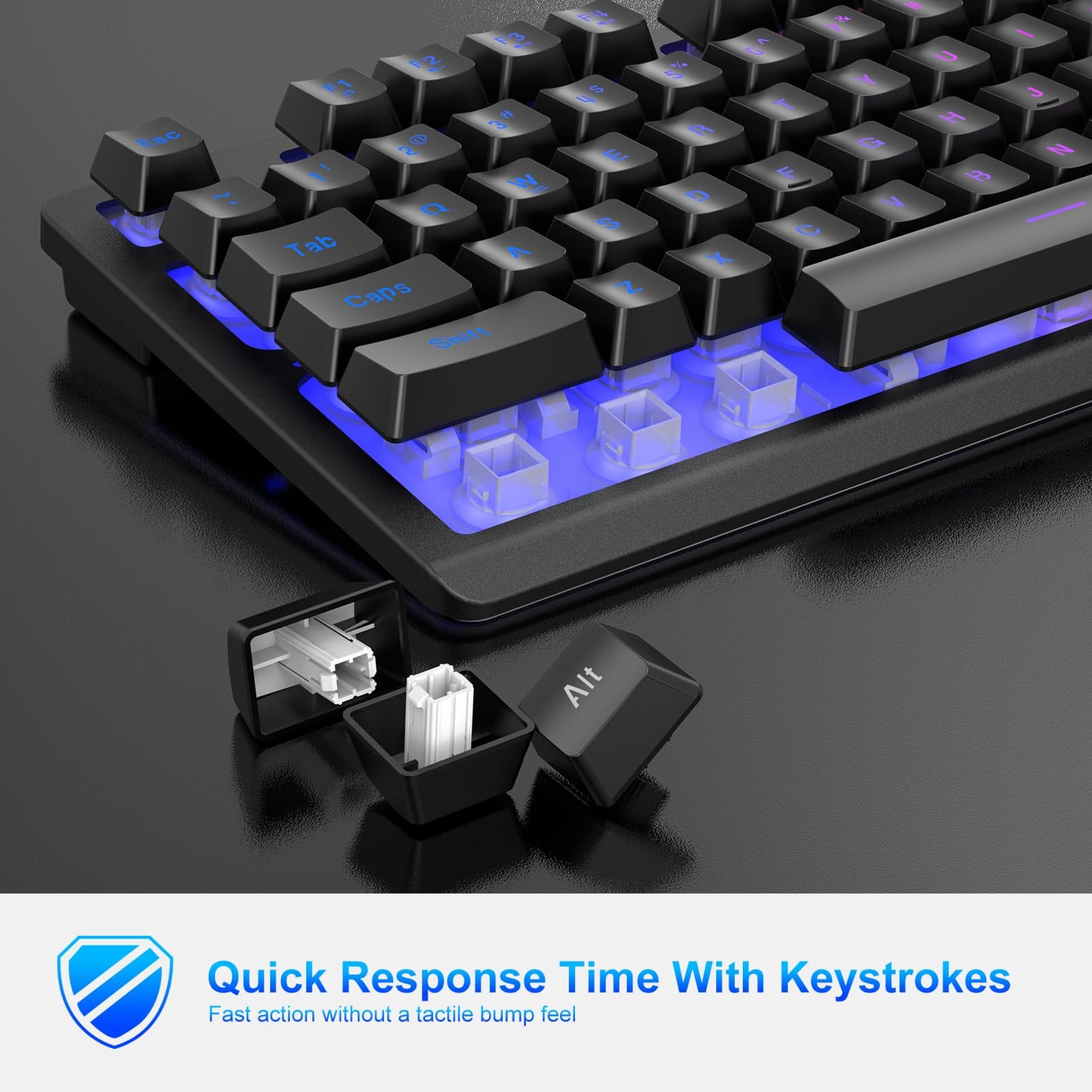 NPET S21 Wireless Gaming Keyboard and Mouse Combo, RGB Backlit Quiet Ergonomic Mechanical Feeling Keyboard, Gaming Mouse 3200DPI, for Desktop