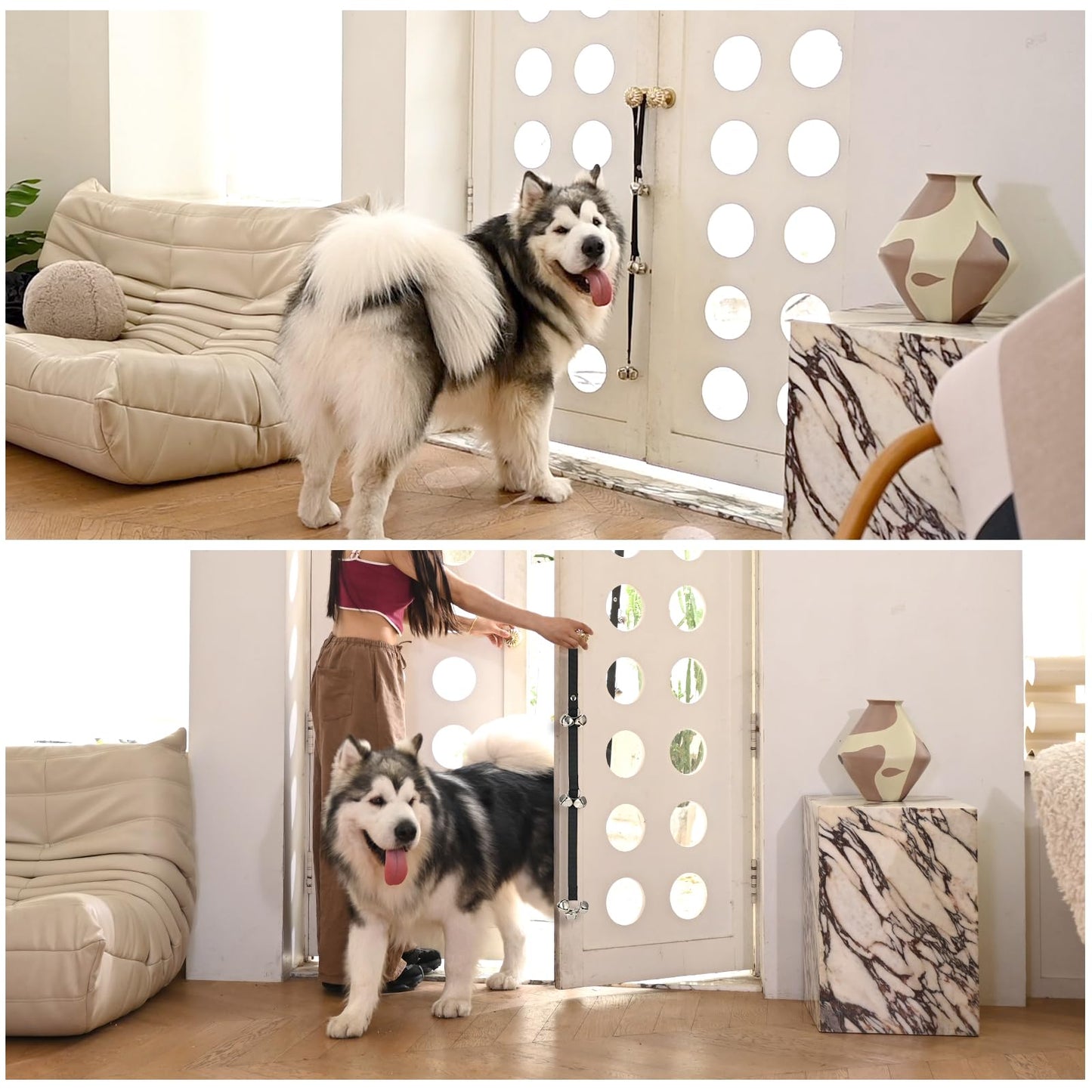 Luckyiren Upgraded Puppy Bells Dog Doorbells for Door Knob/Potty Training/Go Outside-Dog Bells for Puppies Dogs Doggy Doggie Pooch Pet Cat for Dog Lovers-Premium Quality-3 Snaps for Length Adjustment