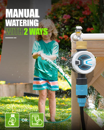 RAINPOINT Bluetooth Hose Timer with Brass Inlet,Smart Water Timer for Garden Hose with Rain Delay/Manual/Auto Watering, App Control